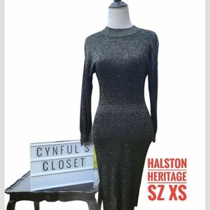 HALSTON HERITAGE black/silver metallic dress XS